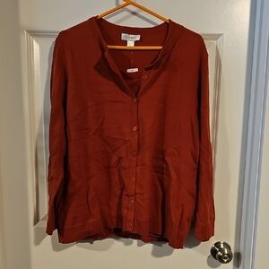 CJ Banks Brick Red Button-Down Shirt